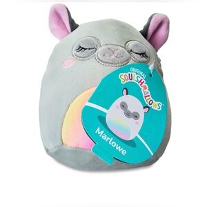 Original Squishmallows Marlowe Grey Llama with rainbow belly